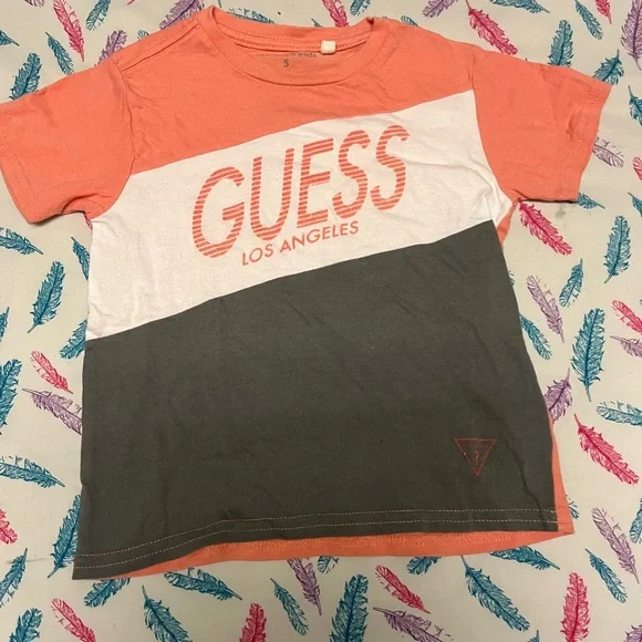 GUESS Kids Orange and Gray Colorblock T-Shirt - Picture 1 of 3